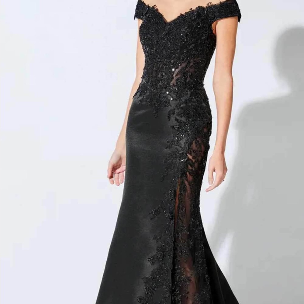 Black Off-Shoulder Evening Dress Ivonne D Montage Collection